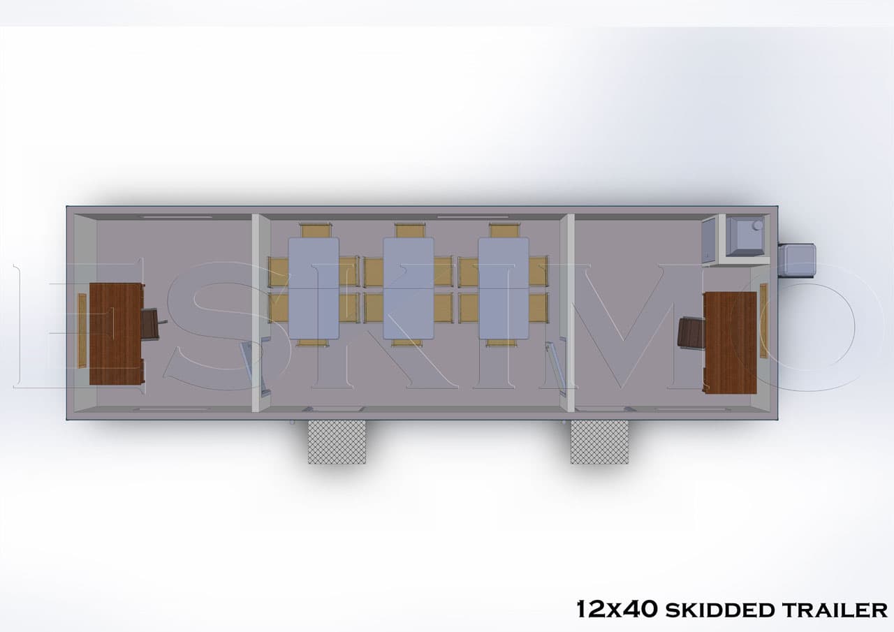 12’×40’ Skidded Office Trailer interior