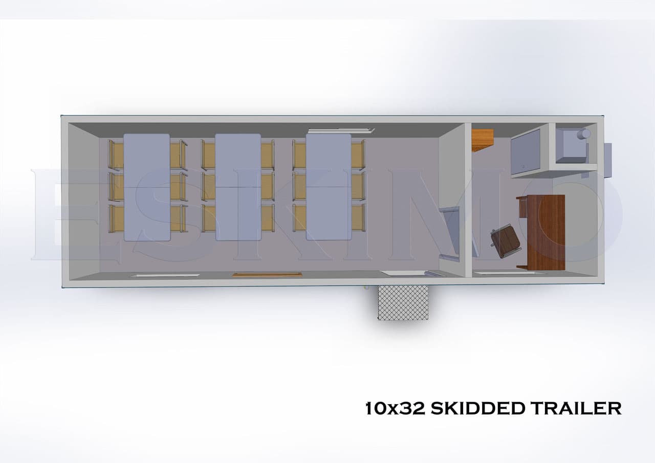 10’×32’ Skidded Office Trailer interior