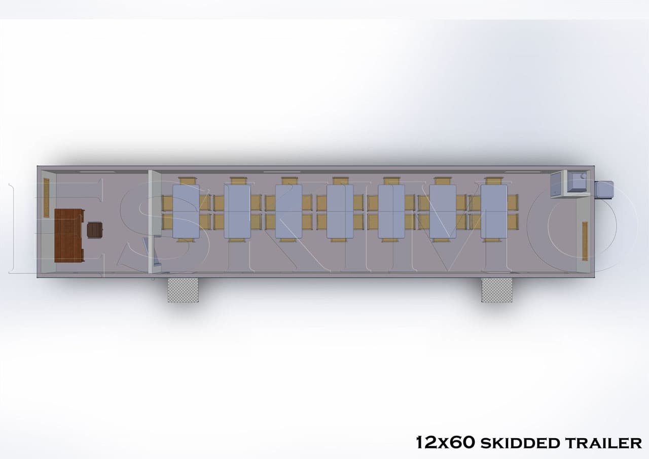 12’×60’ Skidded Office Trailer interior